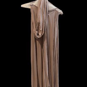 Lulus, Tricks of the Trade Taupe Convertible Maxi Dress, size small